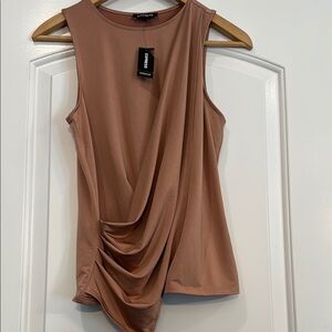 Express Sleeveless Brown Draped Top Size Small New w/ Tag